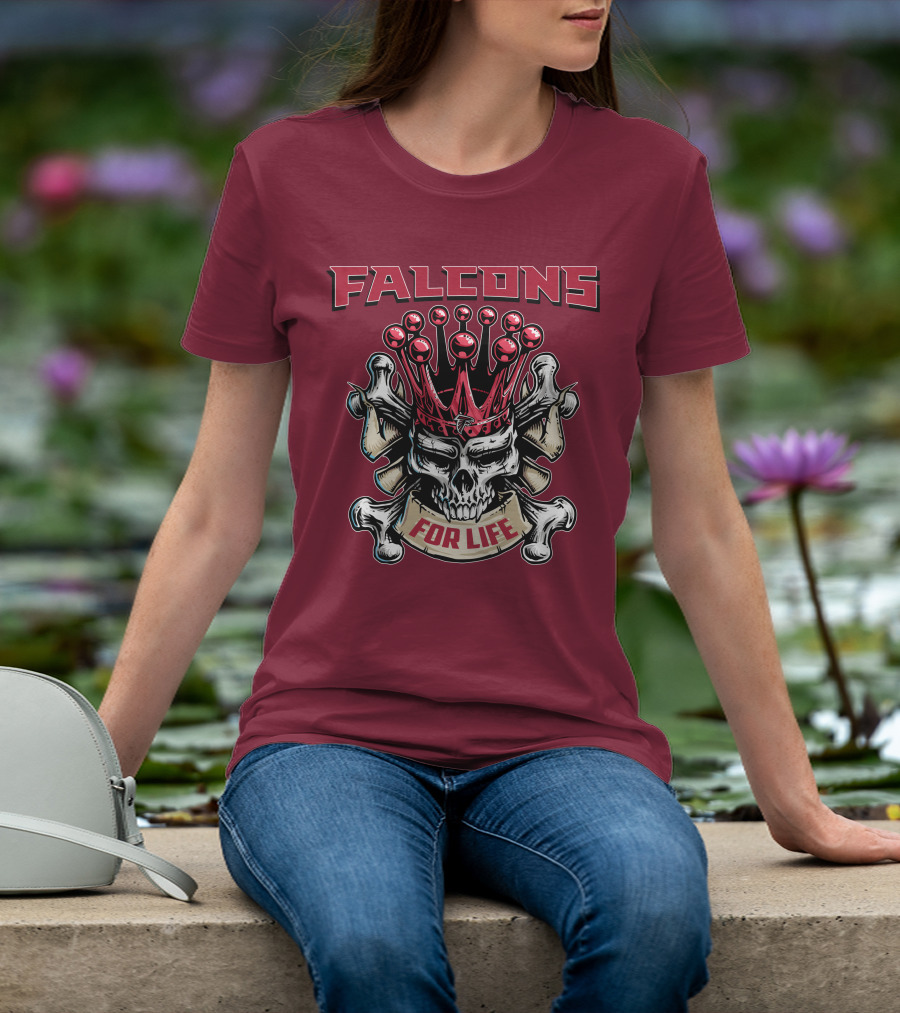 Falcons Skull King Crowned With Bones For Life T-Shirt