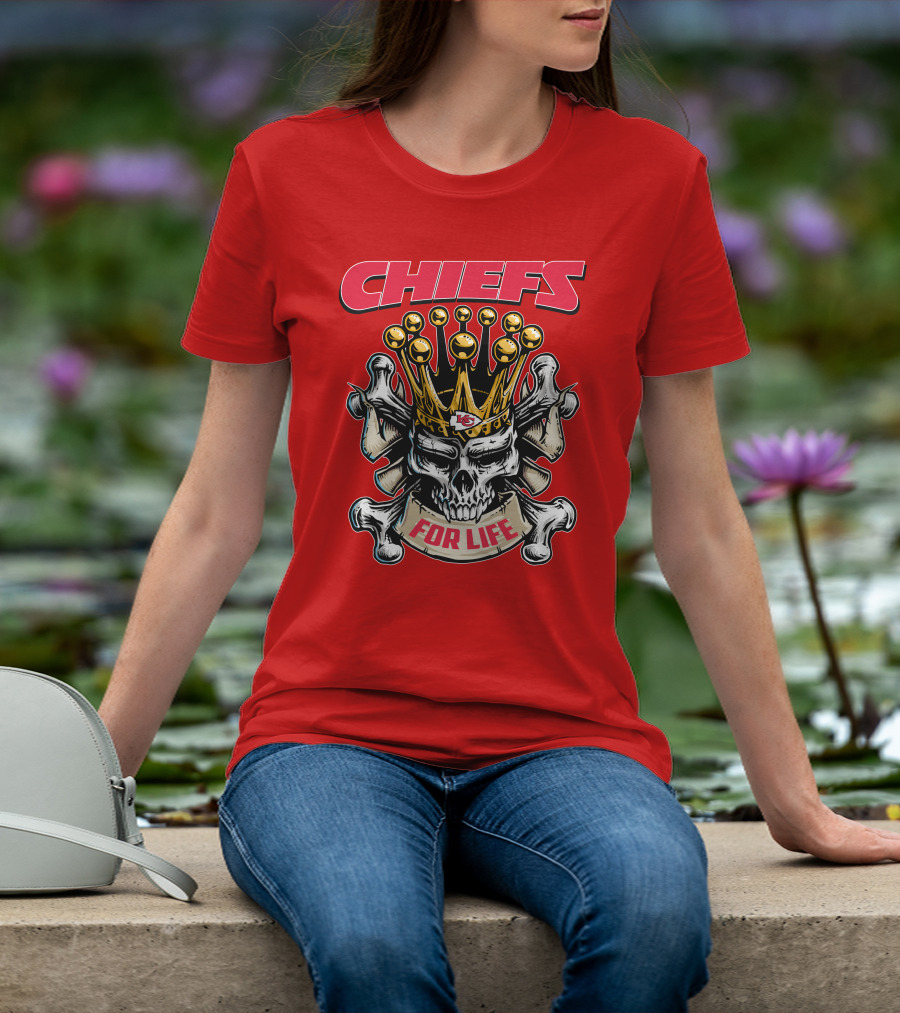 Chiefs Skull King Crown For Life T-Shirt