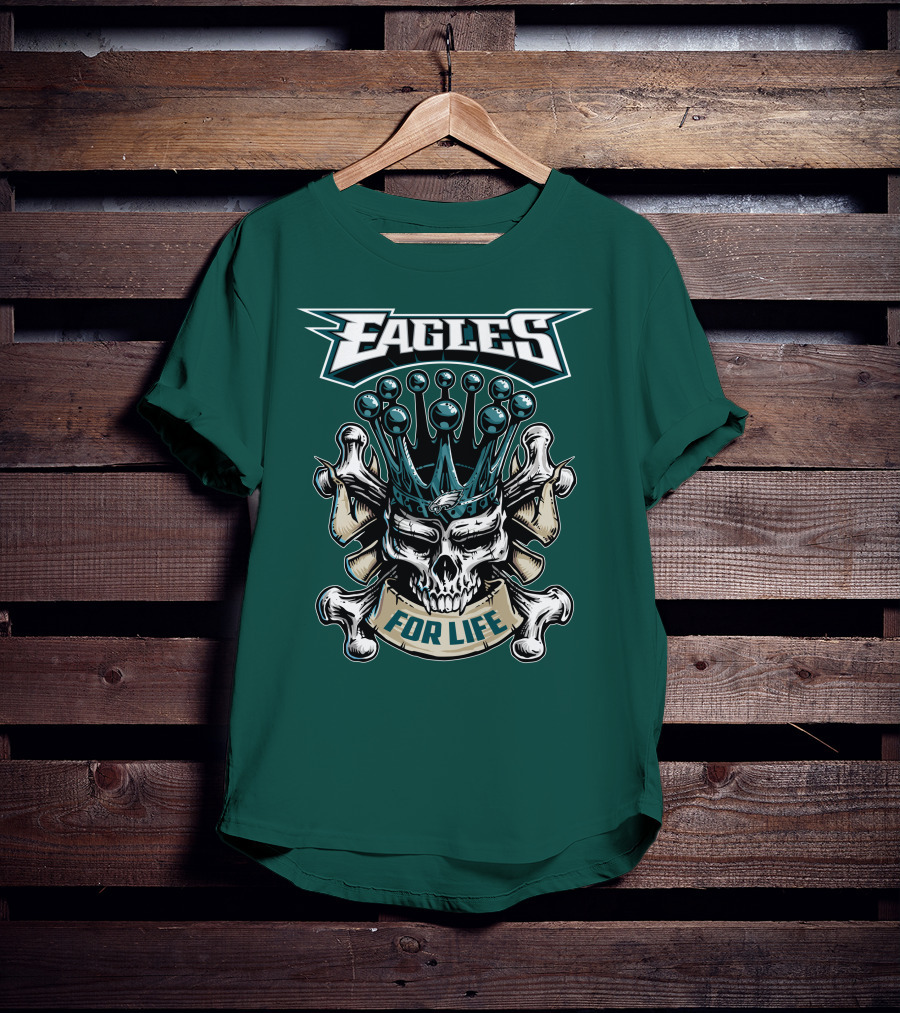 Eagles Skull King For Life Philadelphia Fan Dominion T-Shirt