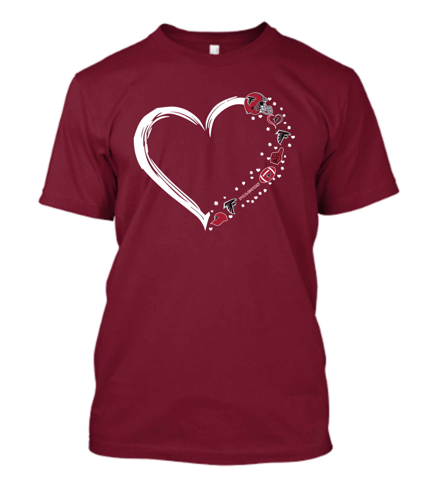 Atlanta Falcons Heart-Shaped Fan Love T-Shirt