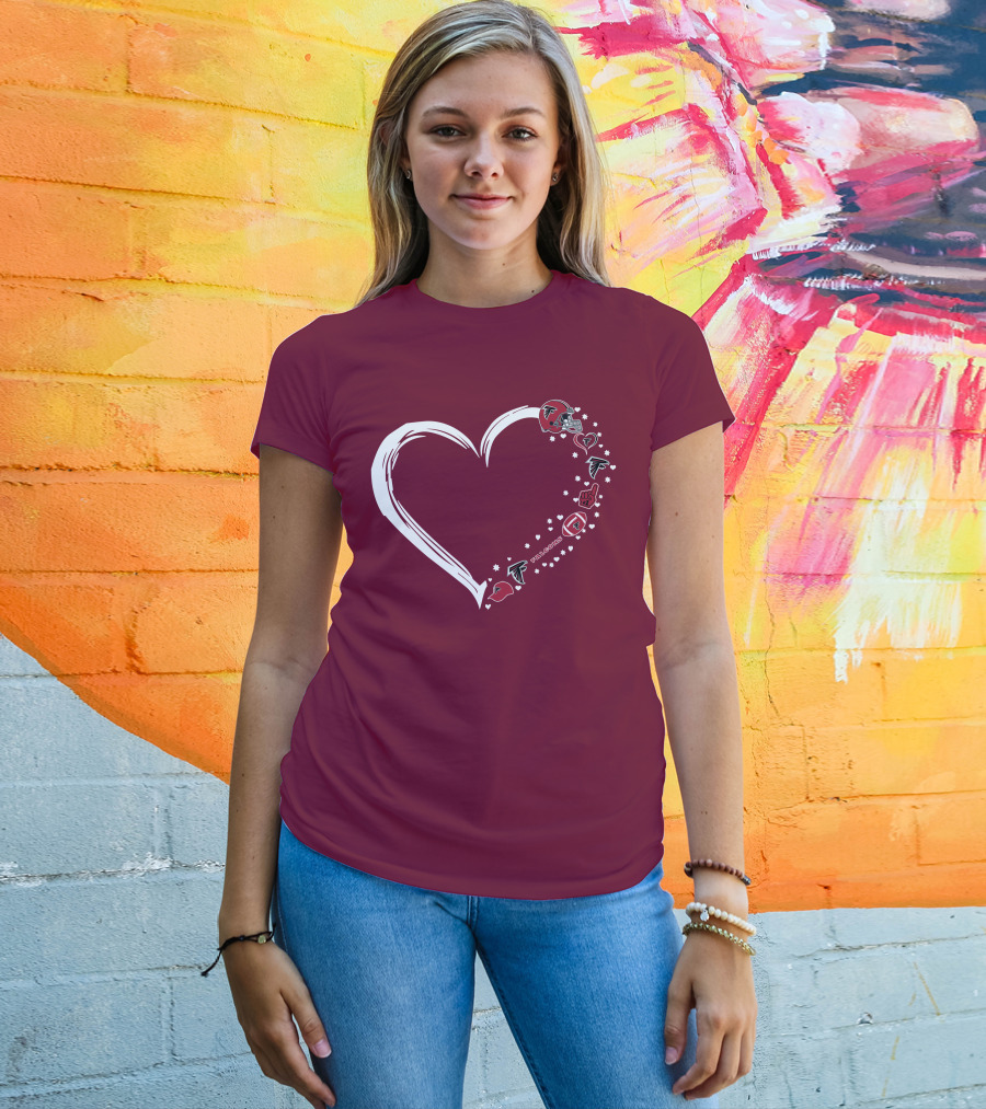 Atlanta Falcons Heart-Shaped Fan Love T-Shirt