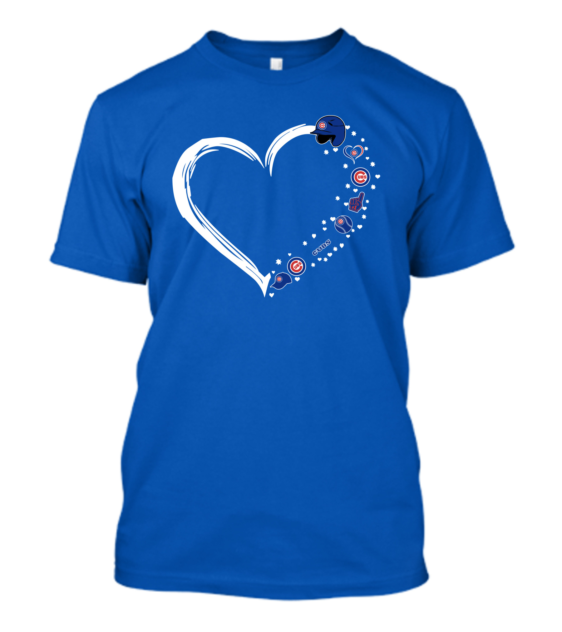 Chicago Cubs Heart Design With Helmets T-Shirt