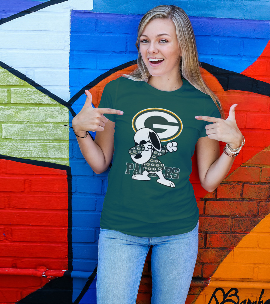 Green Bay Packers Snoopy Dabbing Packers T-Shirt