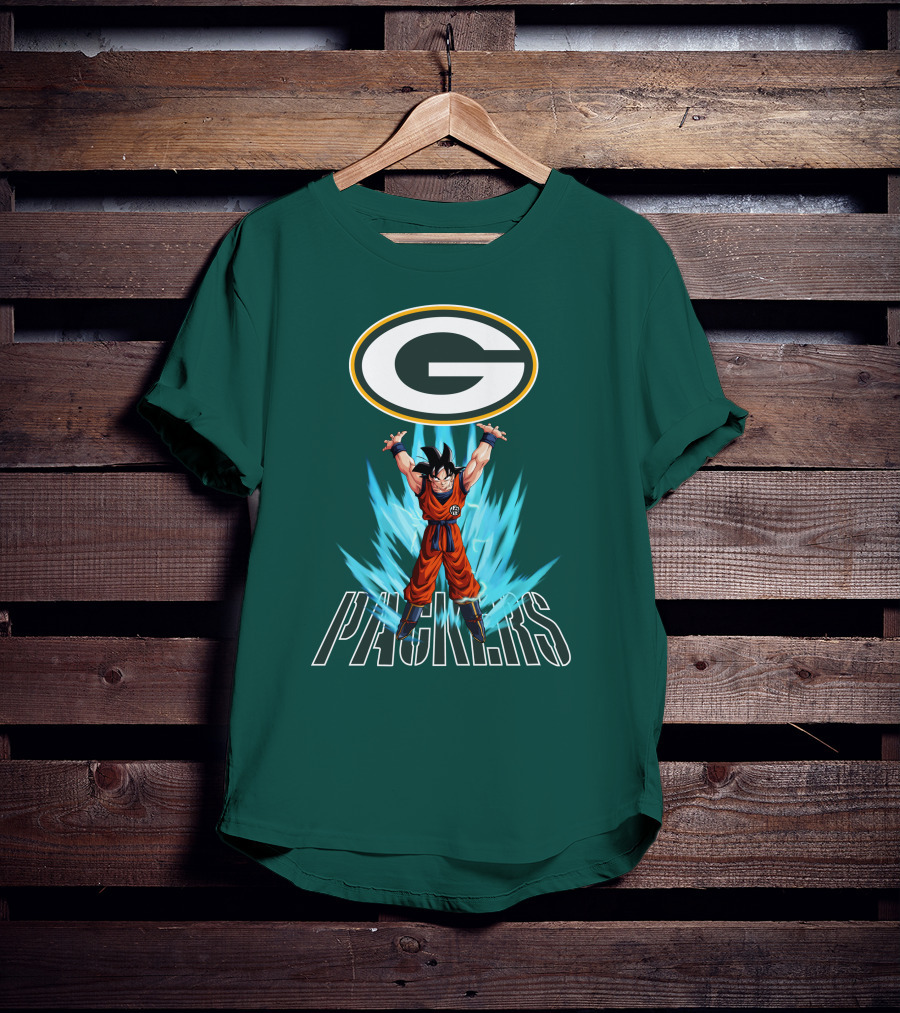 Green Bay Packers Goku Super Saiyan Power Up T-Shirt