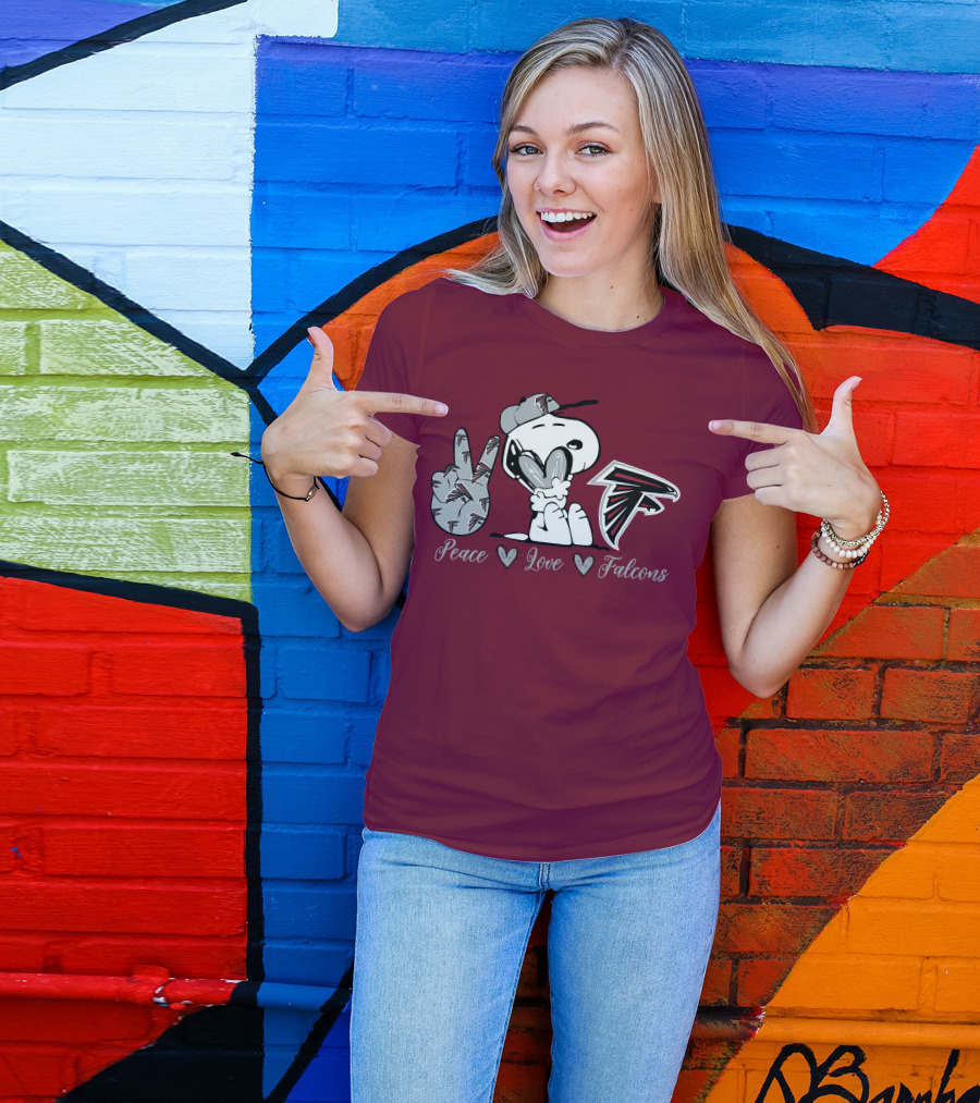 Snoopy Peace Love Falcons Atlanta Football T-Shirt