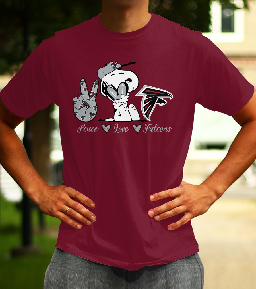 Snoopy Peace Love Falcons Atlanta Football T-Shirt