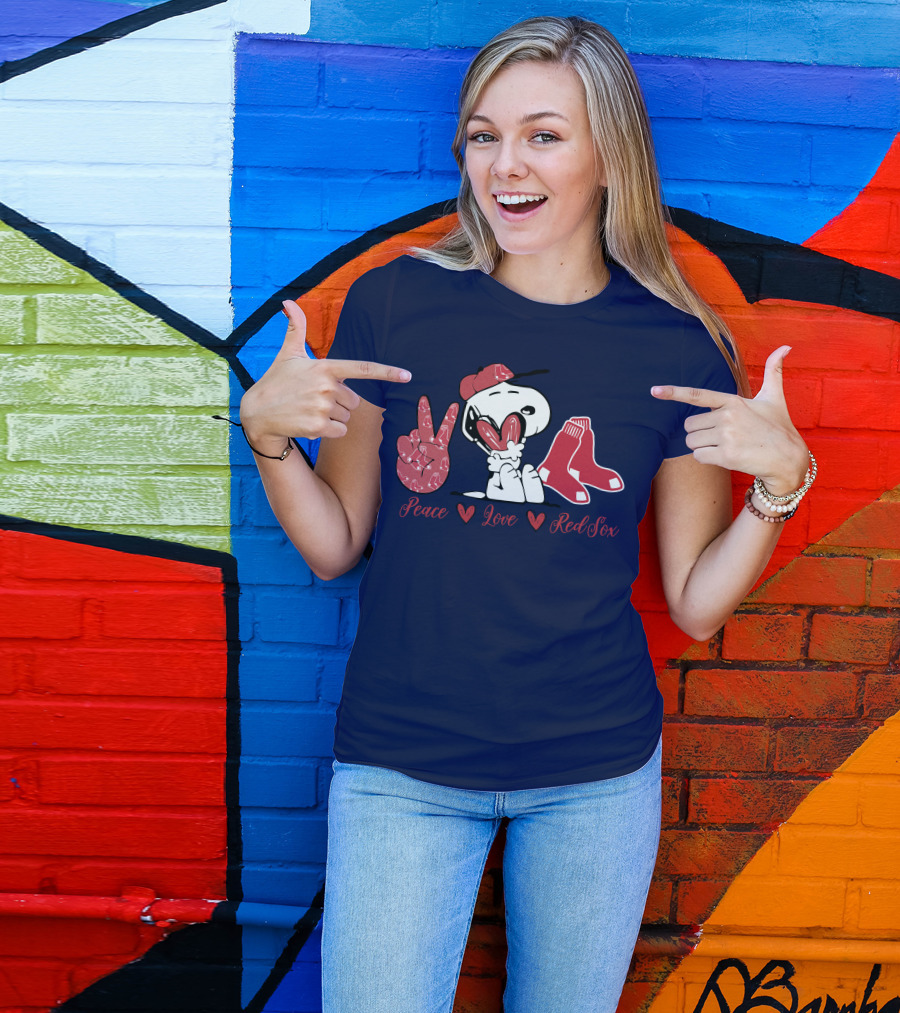 Peace Love Snoopy Red Sox T-Shirt