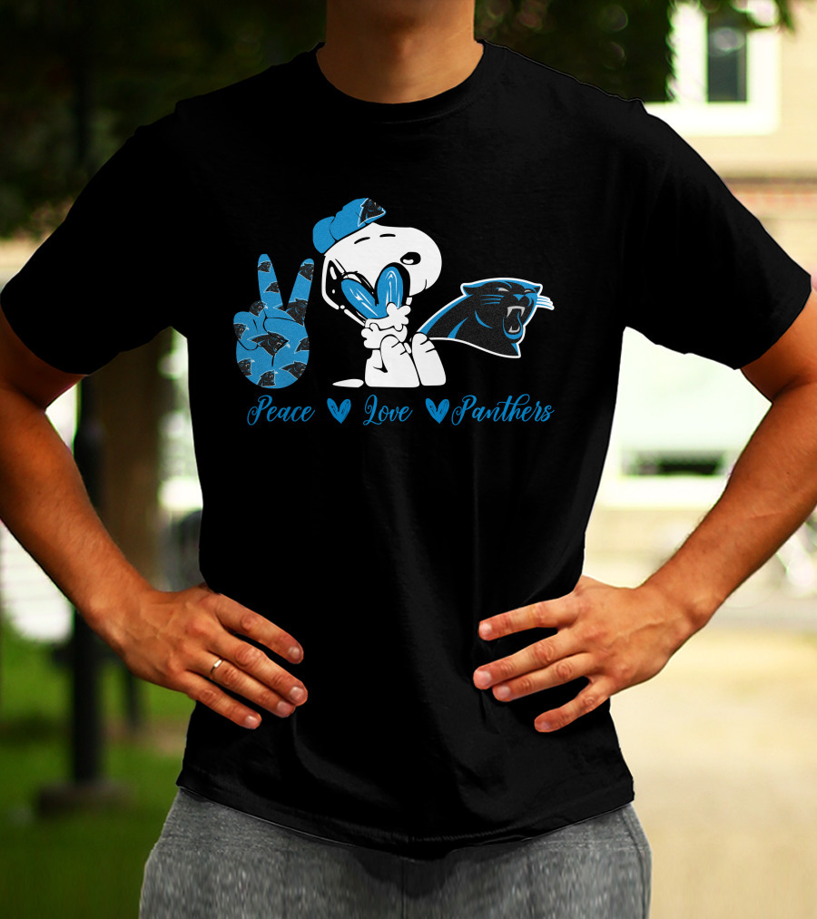 Peace Love Panthers Snoopy Carolina Panthers T-Shirt
