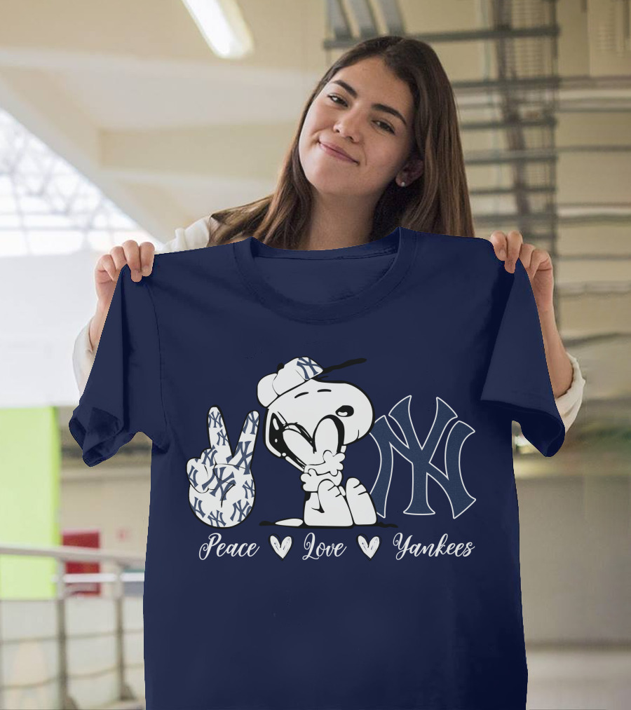 Peace Love Yankees Snoopy Ny Yankees T-Shirt