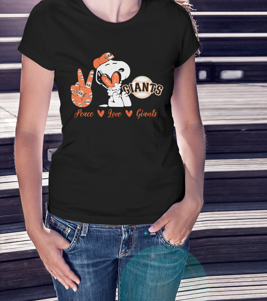 Peace Love Giants Snoopy Baseball Theme T-Shirt