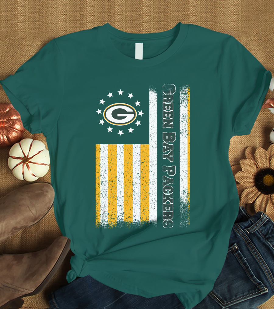 Green Bay Packers American Flag Stars Stripes T-Shirt