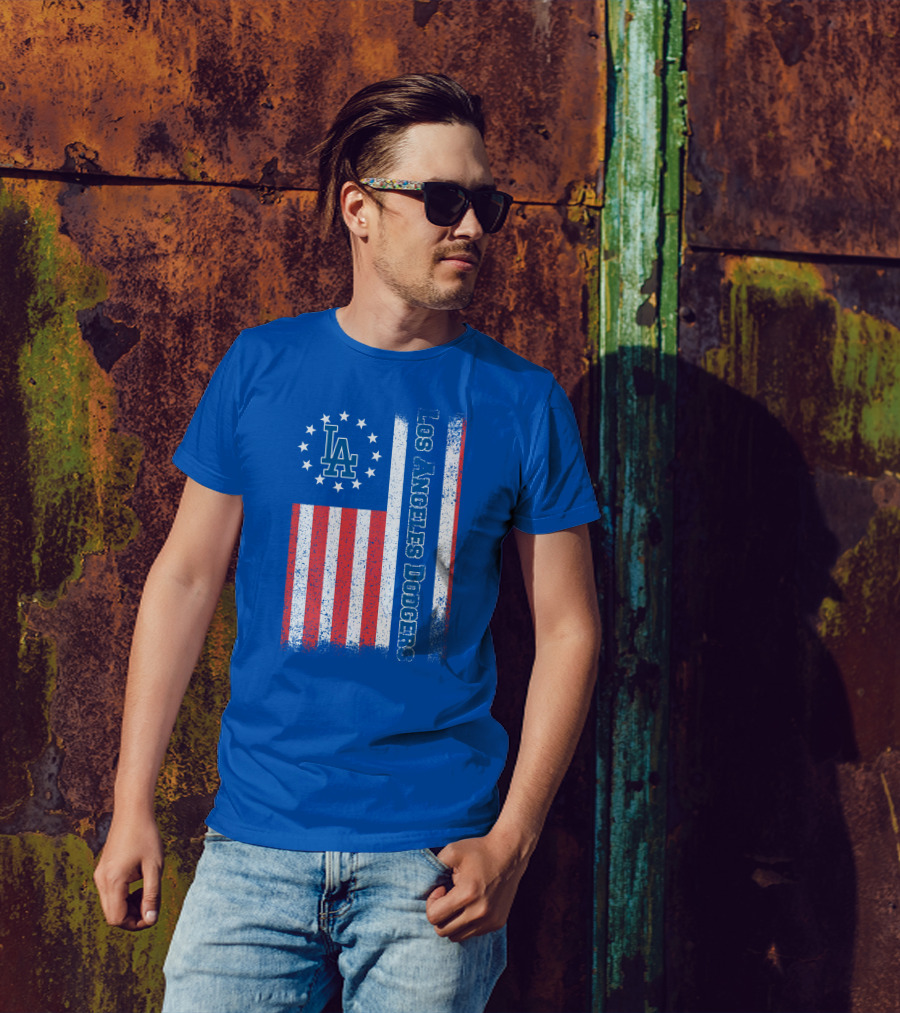Los Angeles Dodgers American Flag La Logo Patriotic Stars And Stripes T-Shirt