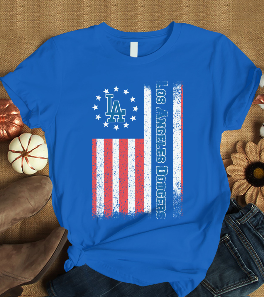 Los Angeles Dodgers American Flag La Logo Patriotic Stars And Stripes T-Shirt