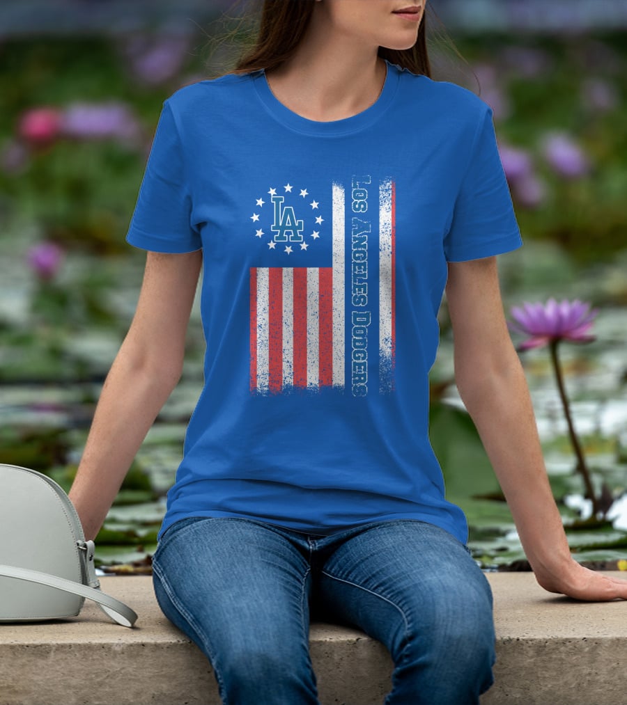 Los Angeles Dodgers American Flag La Logo Patriotic Stars And Stripes T-Shirt