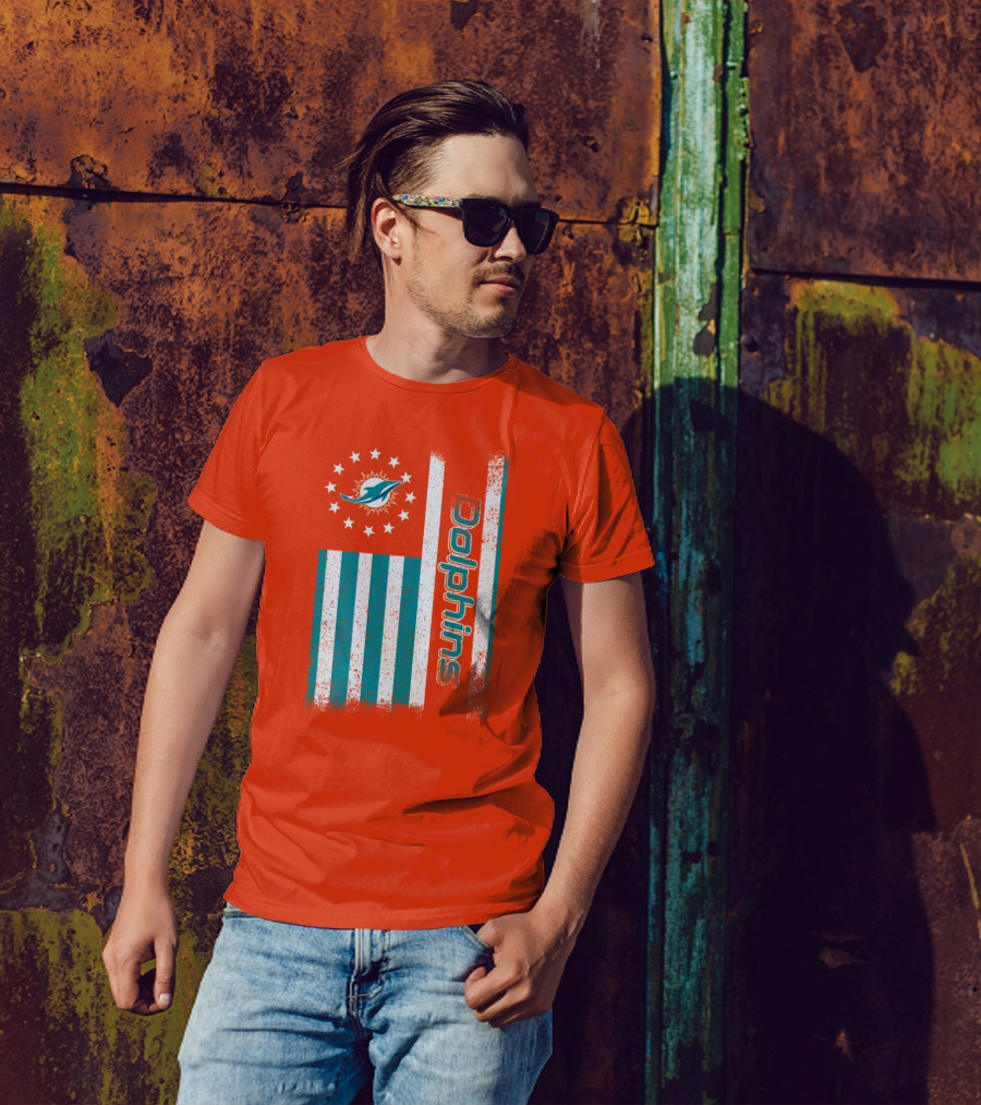 Miami Dolphins American Flag Dolphins Logo Stars T-Shirt