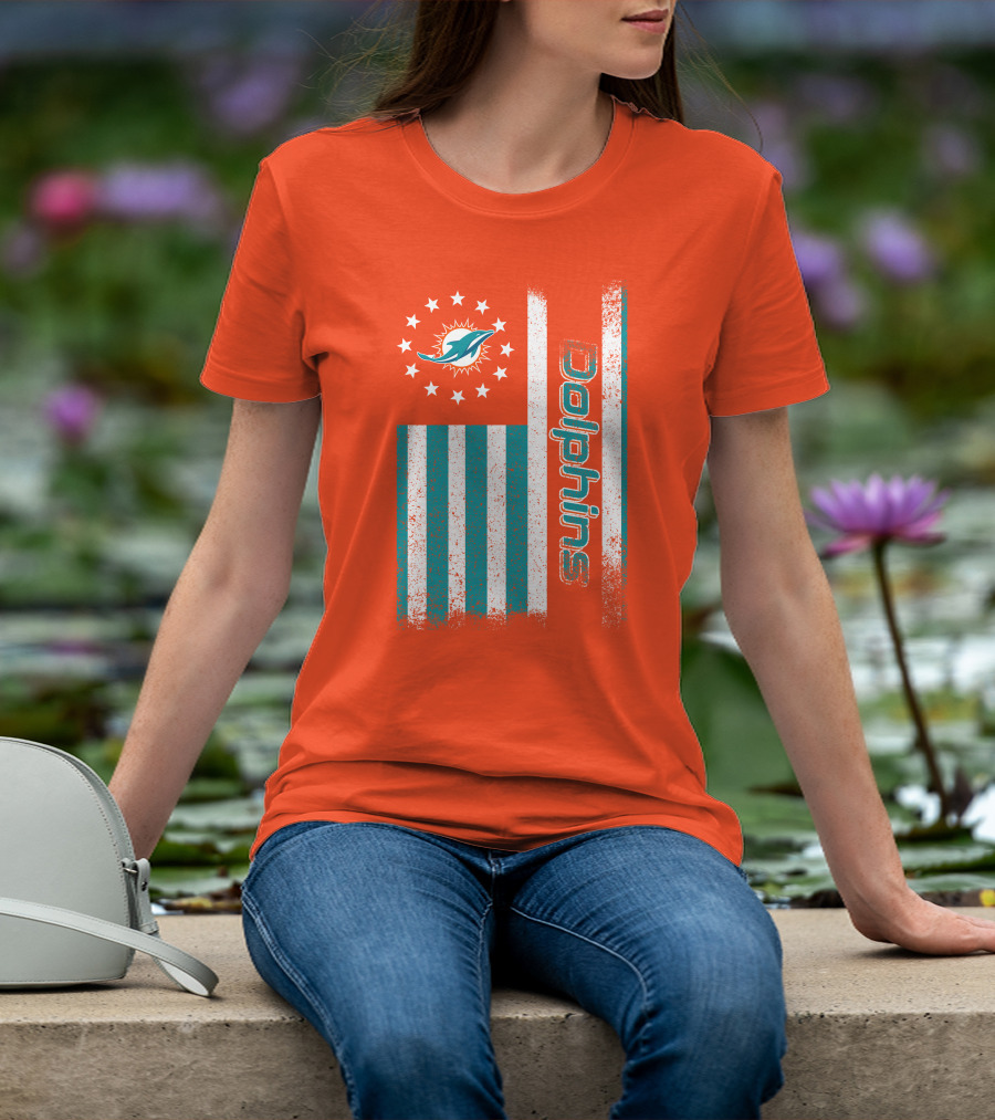 Miami Dolphins American Flag Dolphins Logo Stars T-Shirt