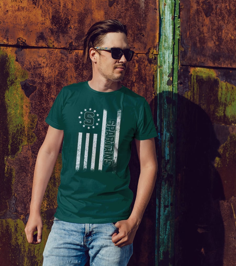Michigan State Spartans S Logo Flag T-Shirt