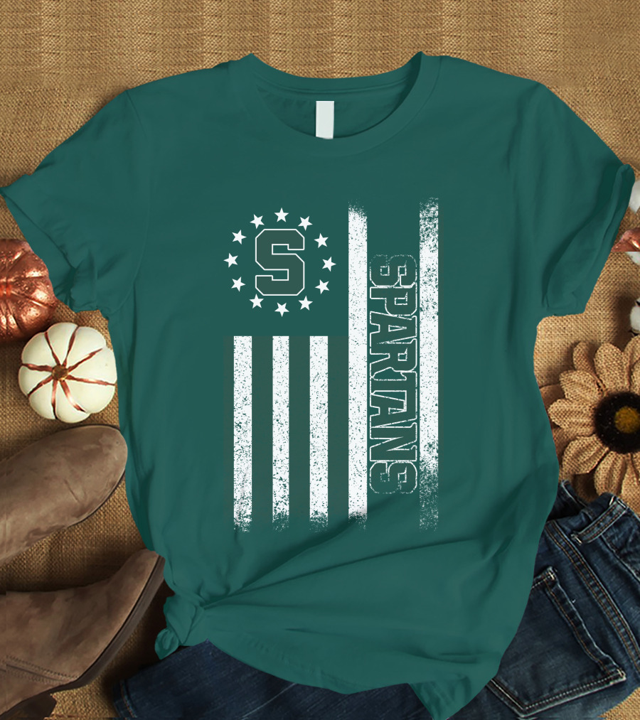 Michigan State Spartans S Logo Flag T-Shirt