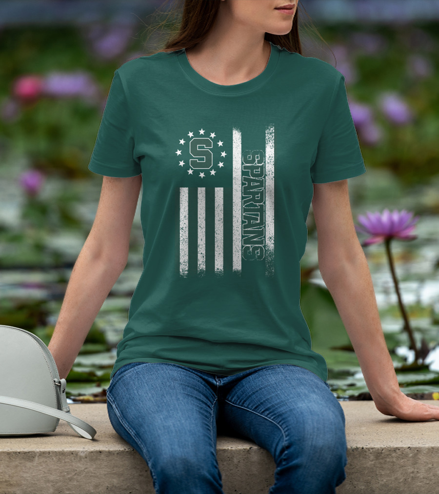 Michigan State Spartans S Logo Flag T-Shirt