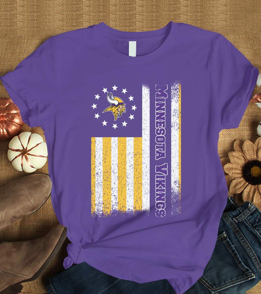 Minnesota Vikings American Flag Stars And Stripes T-Shirt