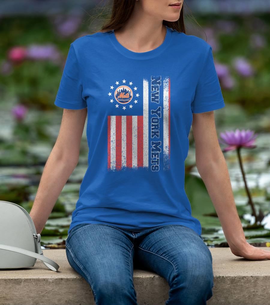 New York Mets American Flag Stars Stripes T-Shirt