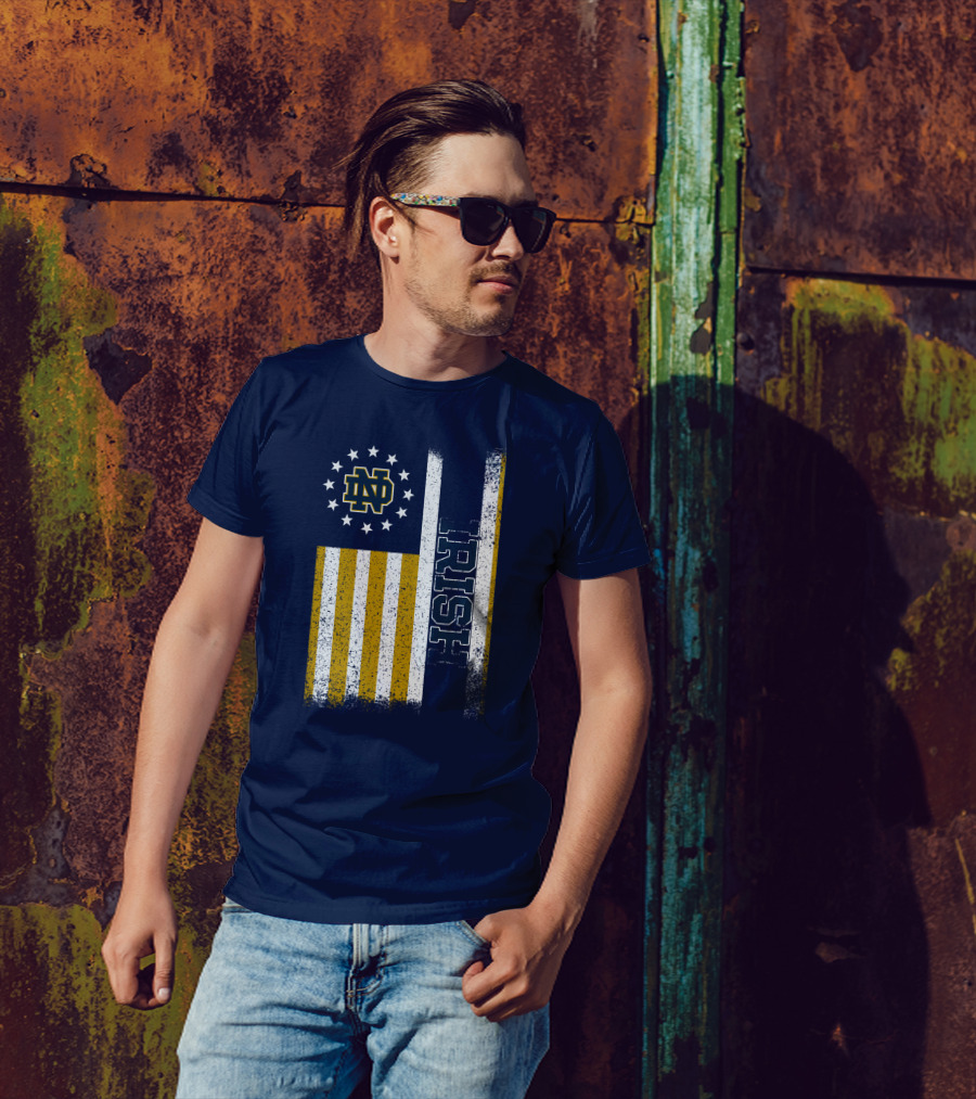 Notre Dame Fighting Irish American Flag Nd T-Shirt