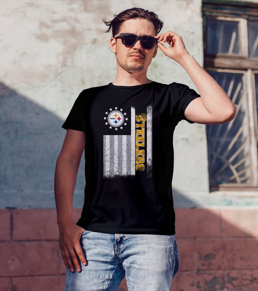Pittsburgh Steelers American Flag Stars And Stripes T-Shirt