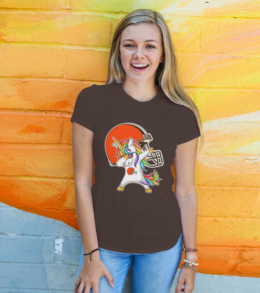 Cleveland Browns Unicorn Dabbing With Helmet T-Shirt