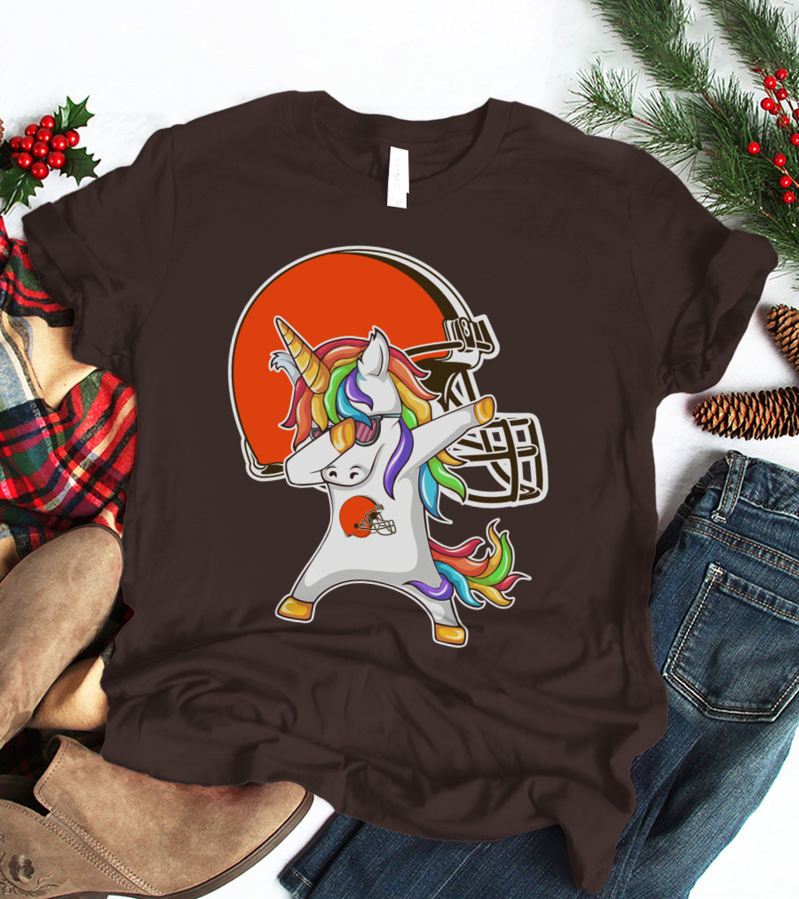 Cleveland Browns Unicorn Dabbing With Helmet T-Shirt