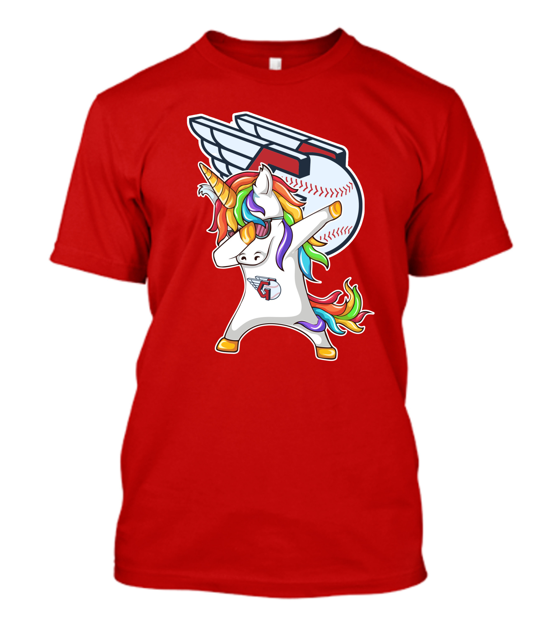 Cleveland Guardians Baseball Unicorn Dabbing With Winged Ball T-Shirt