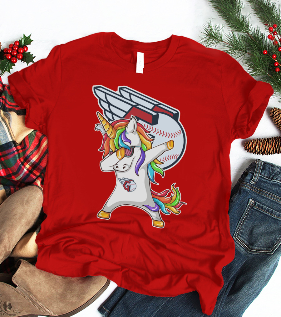 Cleveland Guardians Baseball Unicorn Dabbing With Winged Ball T-Shirt