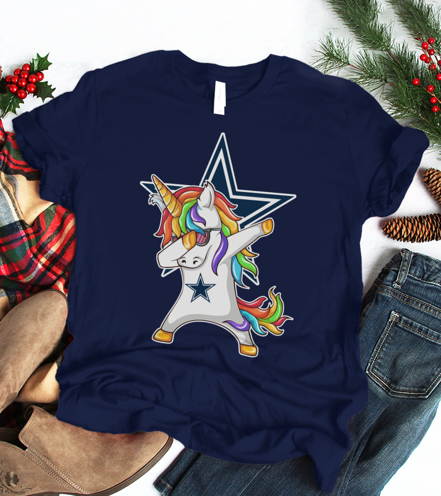Dallas Cowboys Unicorn Dabbing Star Rainbow T-Shirt