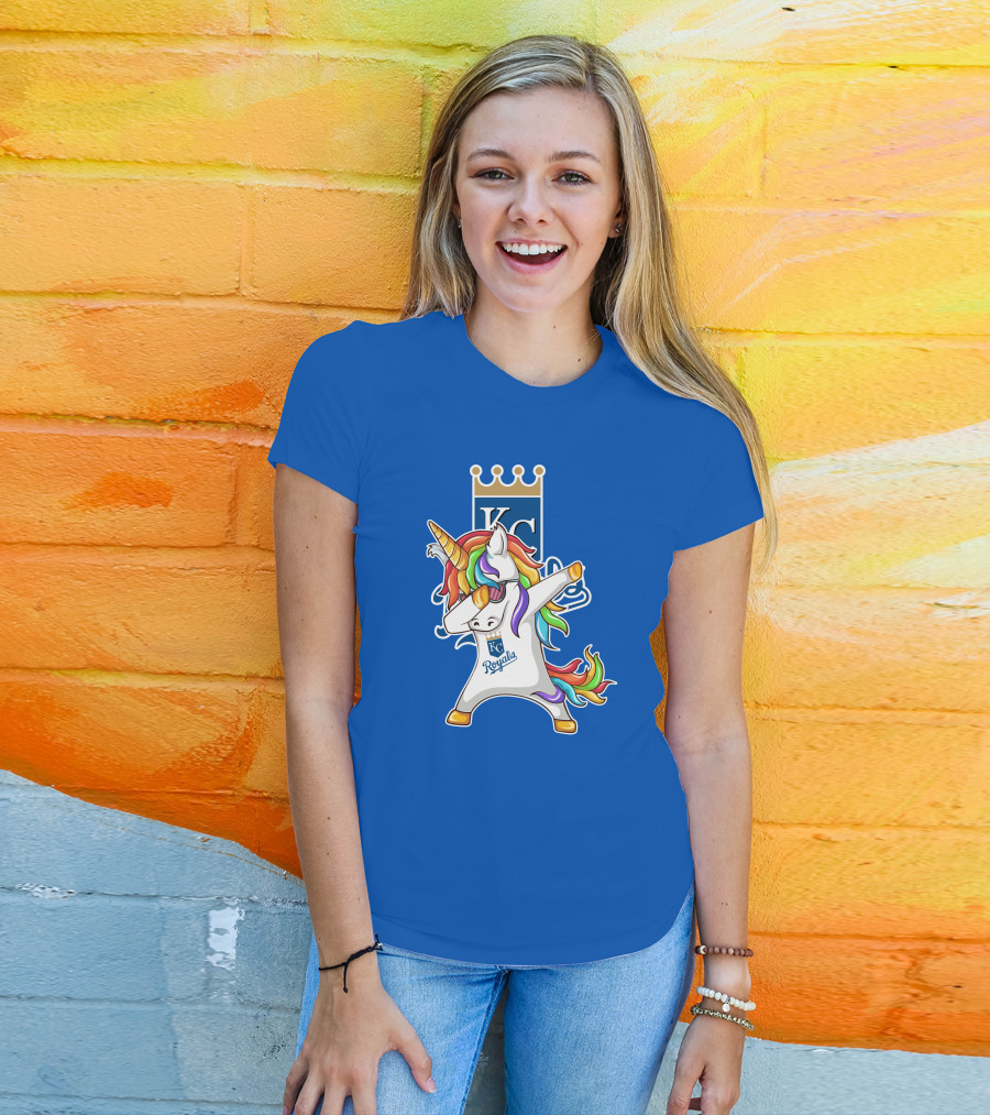 KC Royals Unicorn Dabbing With Rainbow Mane T-Shirt