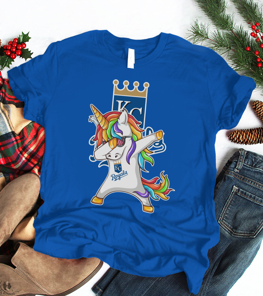 KC Royals Unicorn Dabbing With Rainbow Mane T-Shirt