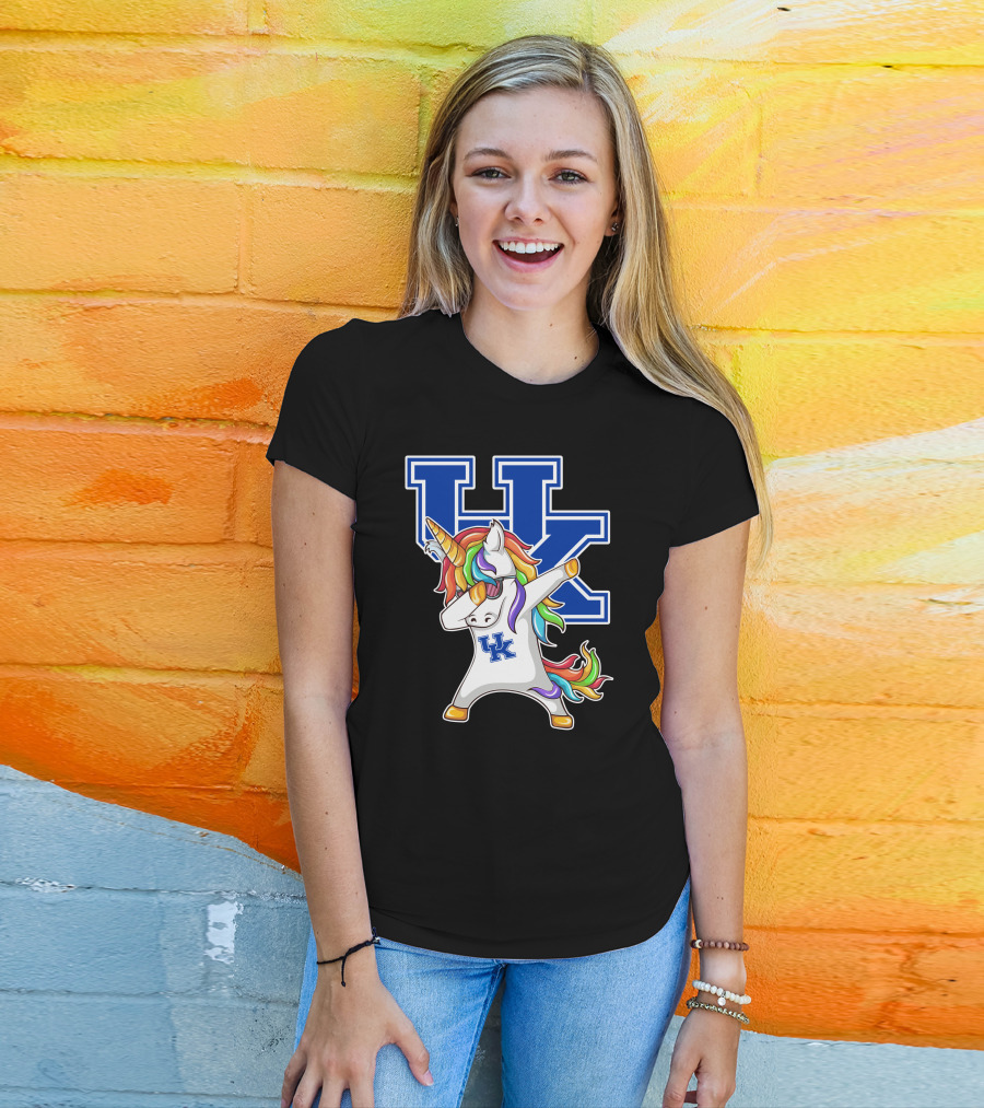 Kentucky Wildcats Unicorn Dabbing UK Logo Rainbow Mane T-Shirt