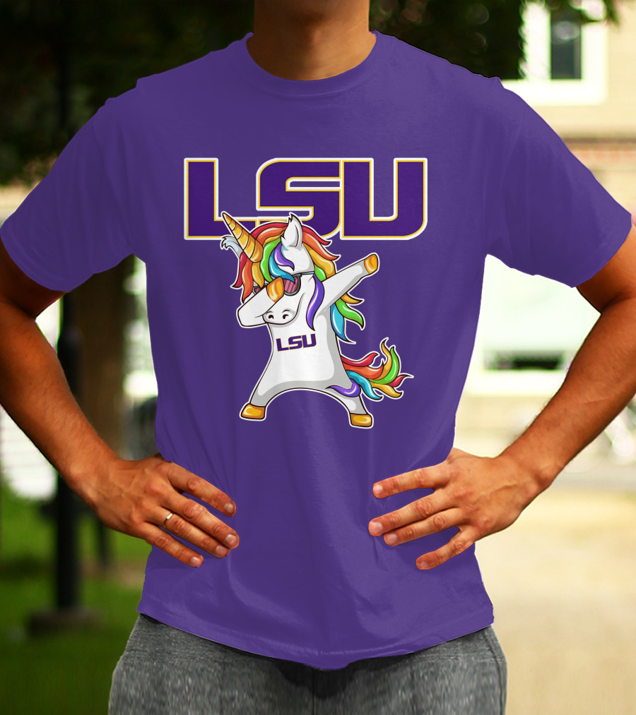 LSU Tigers Unicorn Dabbing Rainbow Mane T-Shirt