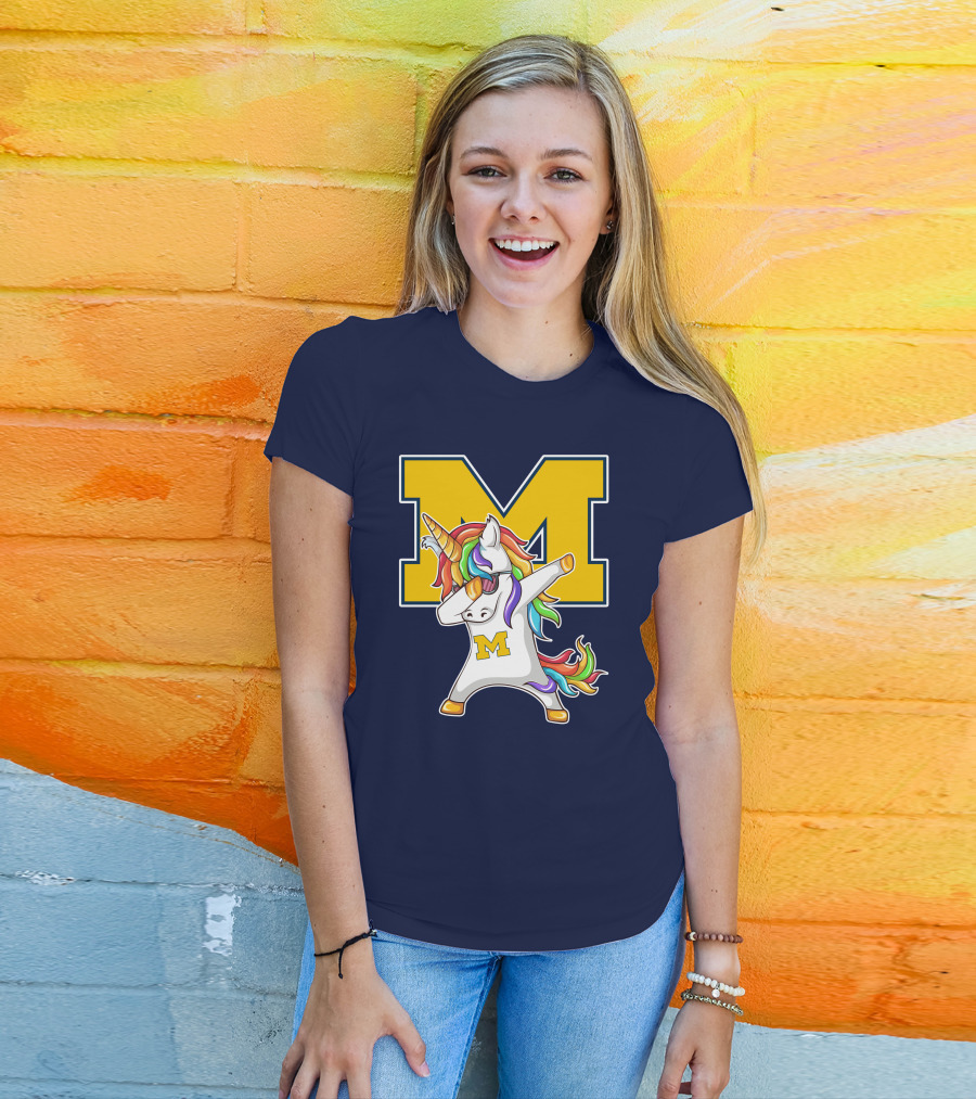 Michigan Wolverines Unicorn Dabbing M T-Shirt