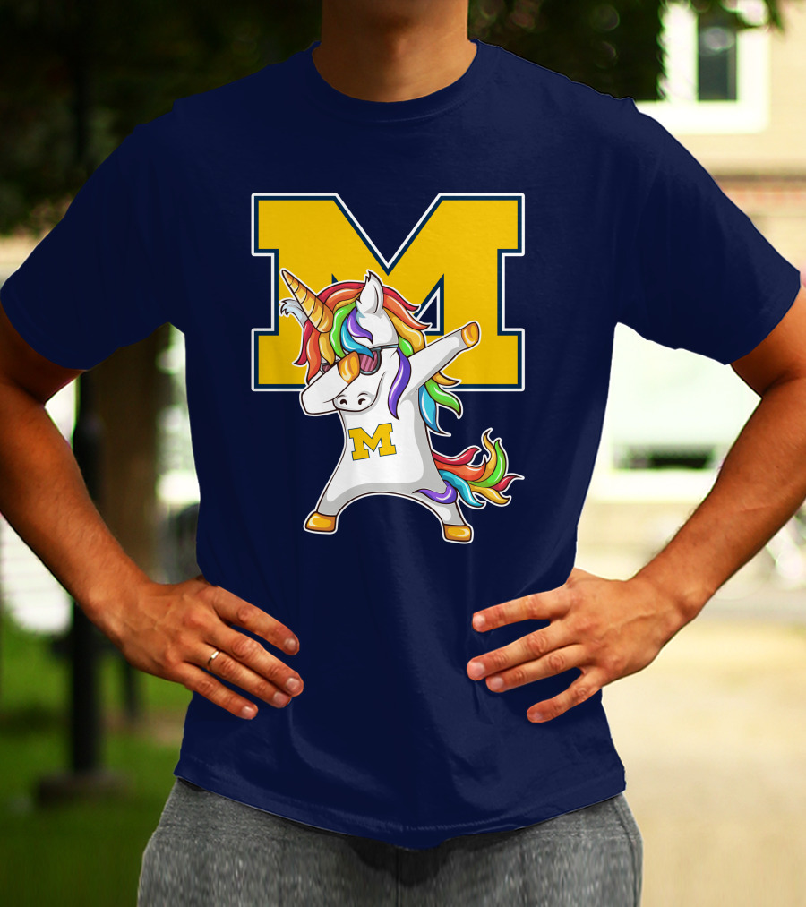 Michigan Wolverines Unicorn Dabbing M T-Shirt