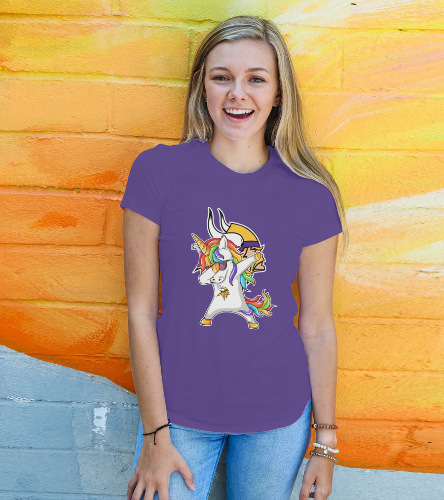 Minnesota Vikings Rainbow Unicorn Dabbing T-Shirt