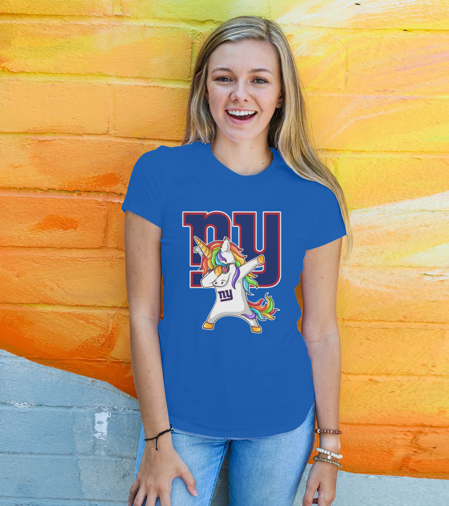 NY Giants Rainbow Unicorn Dab T-Shirt