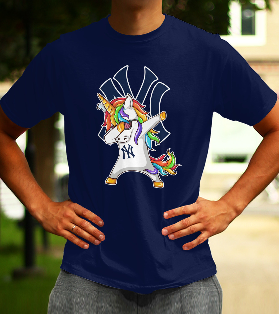 New York Yankees Unicorn Dabbing Rainbow T-Shirt