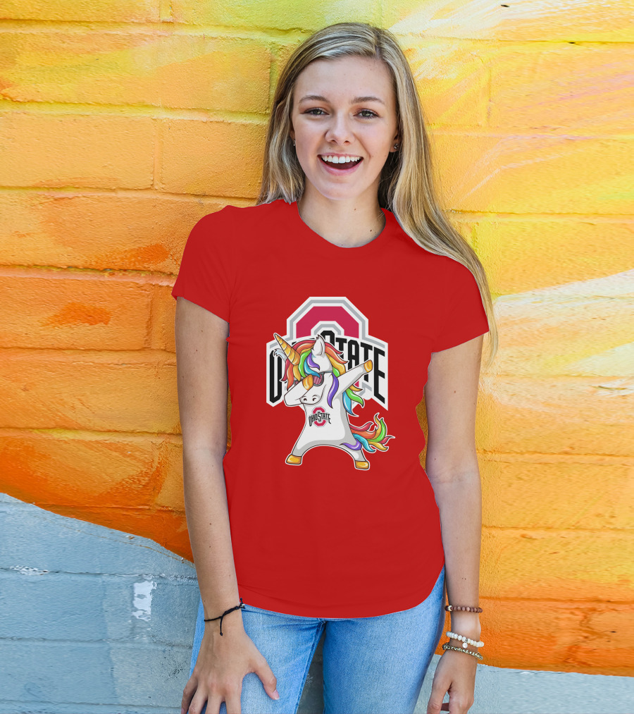 Ohio State Buckeyes Rainbow Unicorn Dabbing T-Shirt