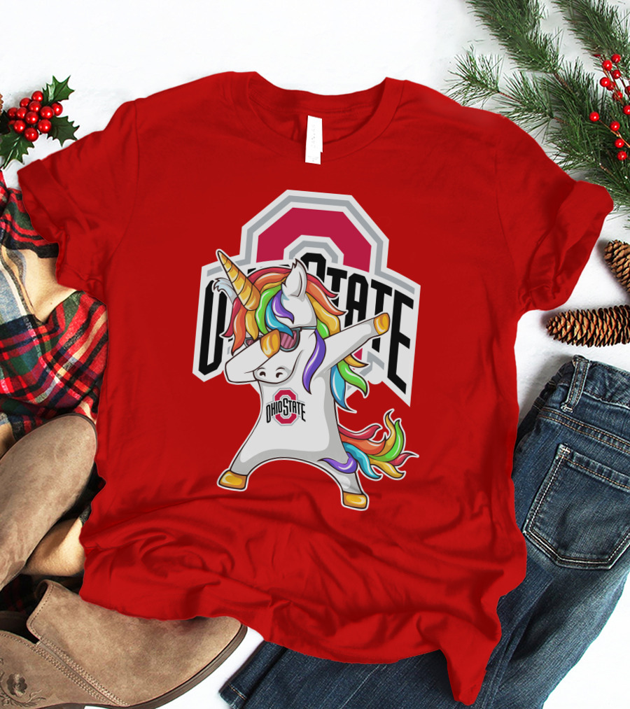 Ohio State Buckeyes Rainbow Unicorn Dabbing T-Shirt