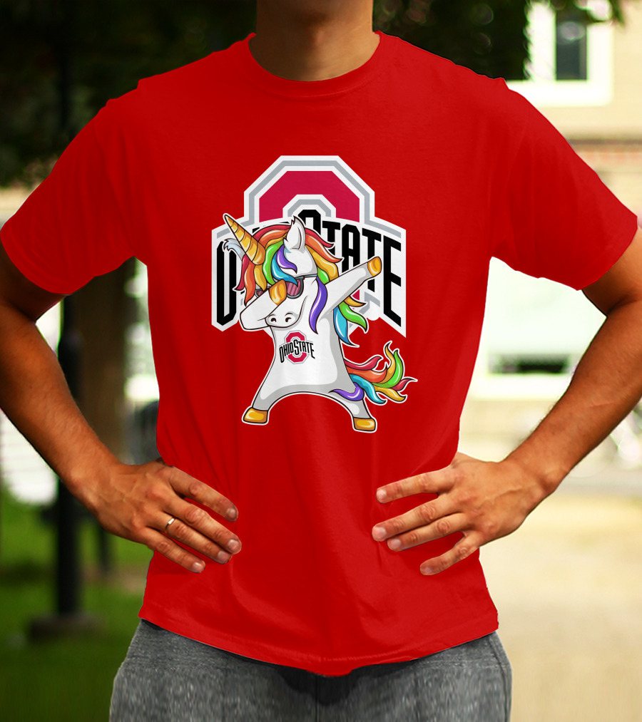 Ohio State Buckeyes Rainbow Unicorn Dabbing T-Shirt