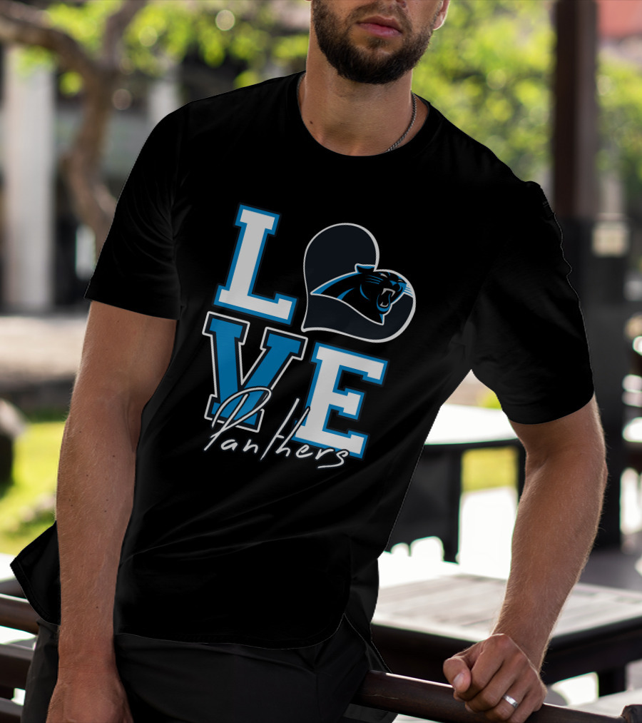 Love Panthers Heart T-Shirt