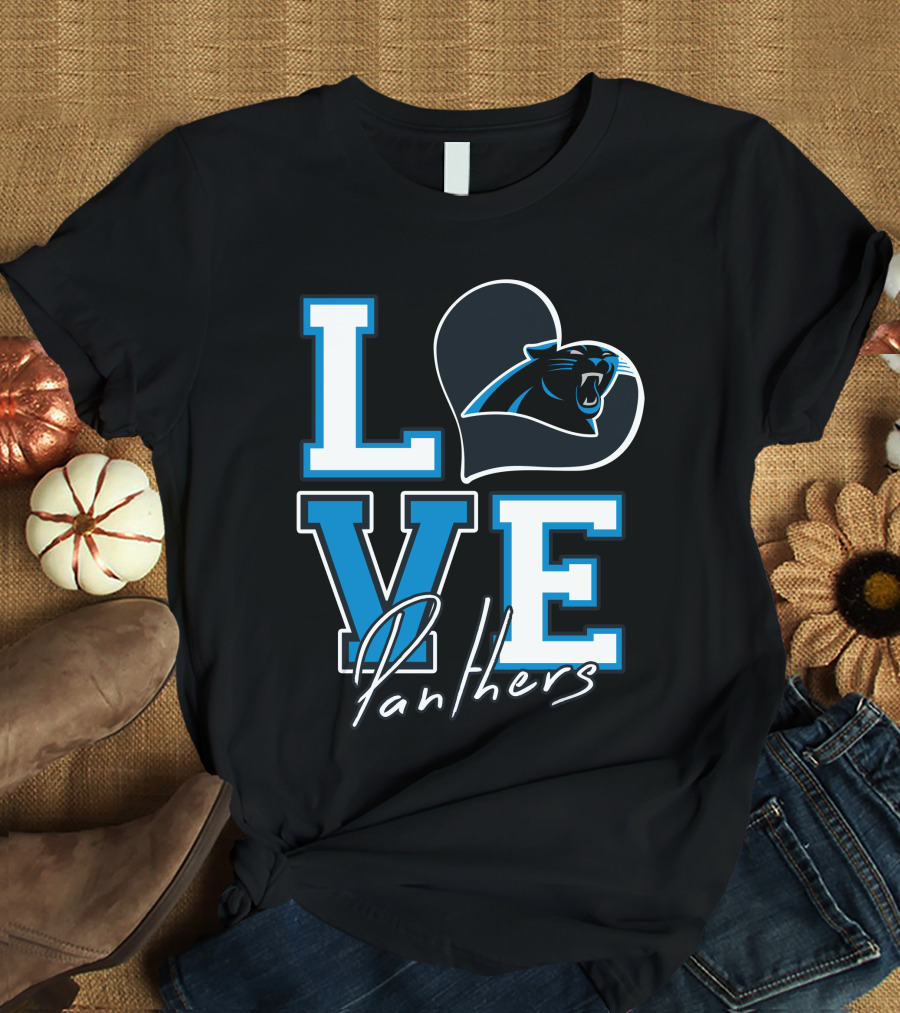 Love Panthers Heart T-Shirt