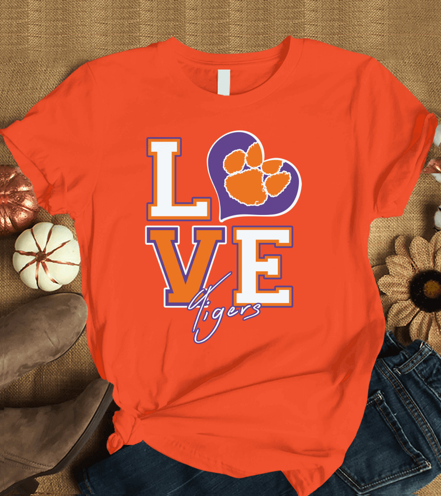 LOVE Heart Tigers Clemson T-Shirt