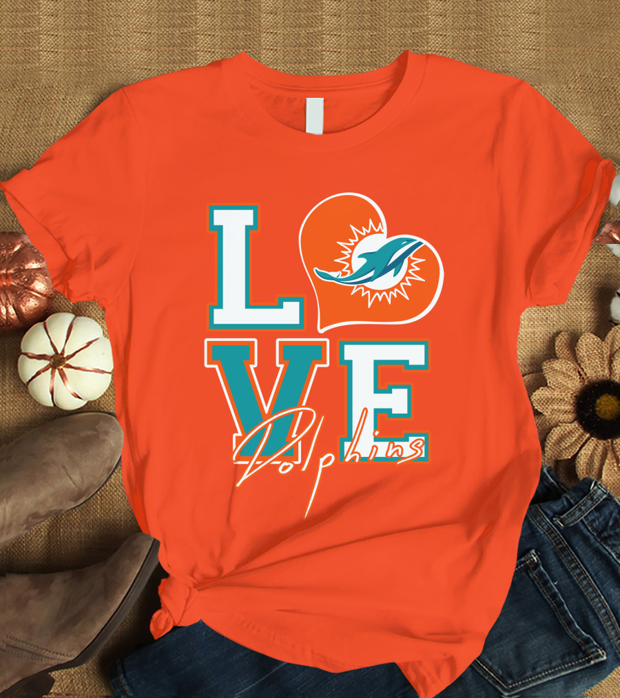 LOVE Dolphins Miami Heart T-Shirt