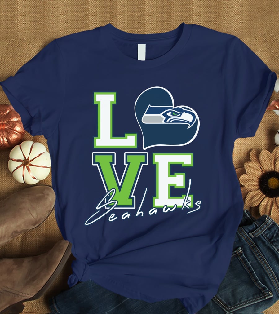 LOVE Seattle Seahawks Heart T-Shirt
