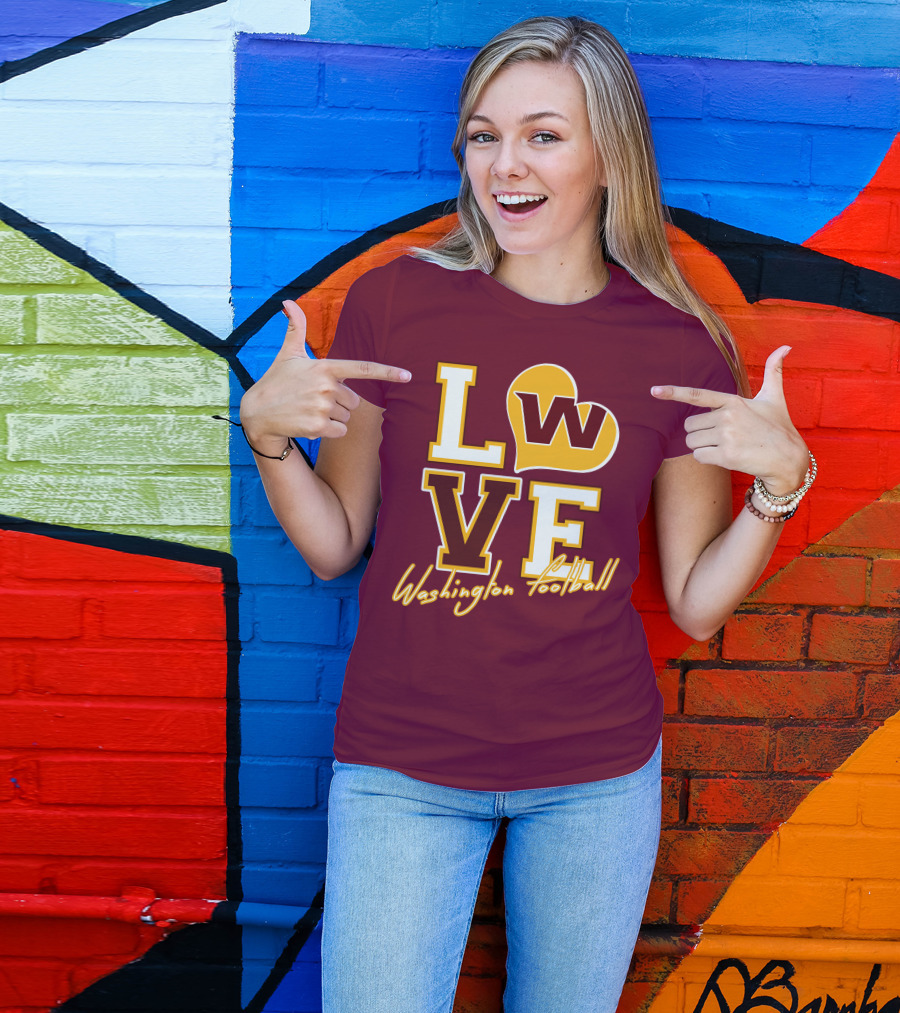 Washington Football Love W Heart T-Shirt